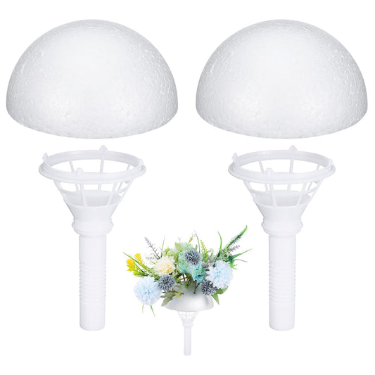 TEHAUX 2pcs Bridal Bouquet Holders, 6-Inch Dry Foam Floral Handle for Artificial, Silk & Sola Wood Flowers, DIY Wedding Keepsake Bouquet & Fake Floral Arrangement Supplies