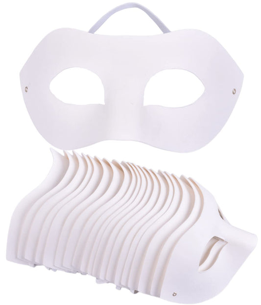 RUSVNO 20 Pieces Paper Mache Art Masks DIY Blank Paintable Paper Mask White Masquerade Masks