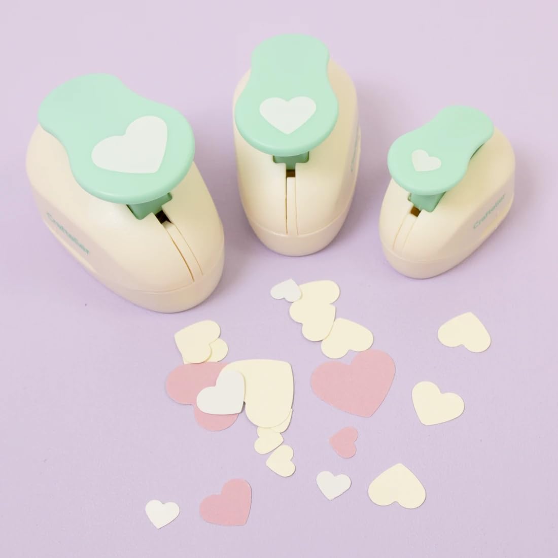 Craftelier - Heart Hole Punch Set | 3/8", 5/8" & 1" Heart Shaped Hole Puncher for Paper Crafts | Hole Puncher for Scrapbooking, DIY Cards & Journals | Craft Punch Set for Paper