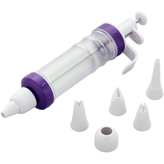 Wilton Dessert Decorator Plus - Cake Decorator Kit - Includes a Plunger-Style Tool, 2 Couplers, 1 Fill Tip & 4 Decorating Tips - Easy to Use