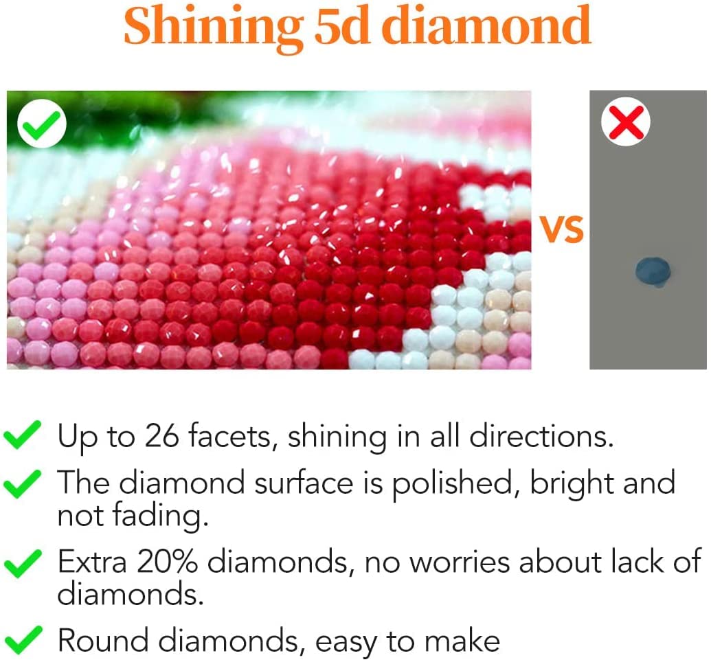 WHYCJXWL 5D Diamond Art Kits for Adults and Kids, Full Drill Round Rhinestone Diamonds, Diamond Art (12X16 Inch)