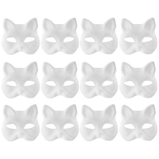 Yookat 12 Pieces Paper Art Masks White Craft Masks Paintable Paper Mask Mardi Gras Masquerade Mask