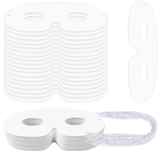 Tecmisse 100 Pack White Paper Eye Masks, Plain Masquerade Mask Blank Masks Decorate for Cos-Play, Halloween Party