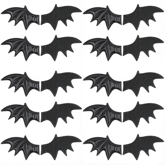 CALFOVERA 80Pcs Black Leather Bat Wing PU Leather Mini Devil Wing Applique Realistic Spooky Bats Embellishment for DIY Clothes Costume Hair Accessories Halloween Party Decorations Party Favors