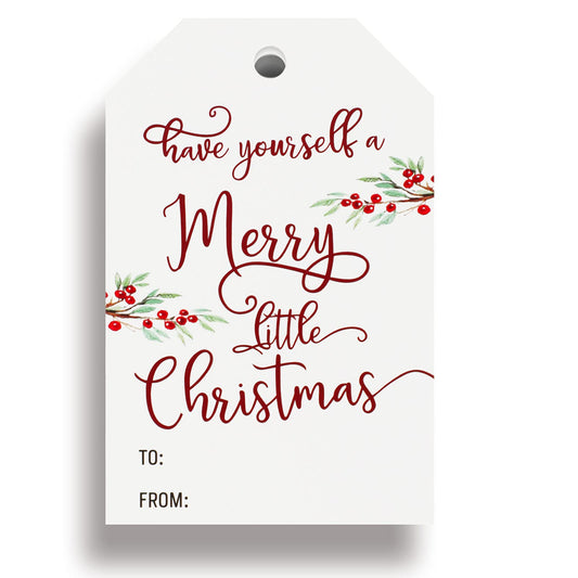 Teling 100 Pieces Christmas Paper Gift Tags Have Yourself a Merry Little Christmas Tags Xmas Paper Hanging Label Stickers with Jute Rope for Season Event
