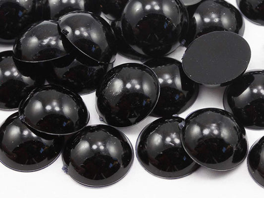 Allstarco KraftGenius 11mm Jet Black .JT Flat Back Acrylic Round Cabochons Plastic Pearl Gems for Jewelry Making Costume Making Cosplay Jewels Embelishments - 50 Pieces