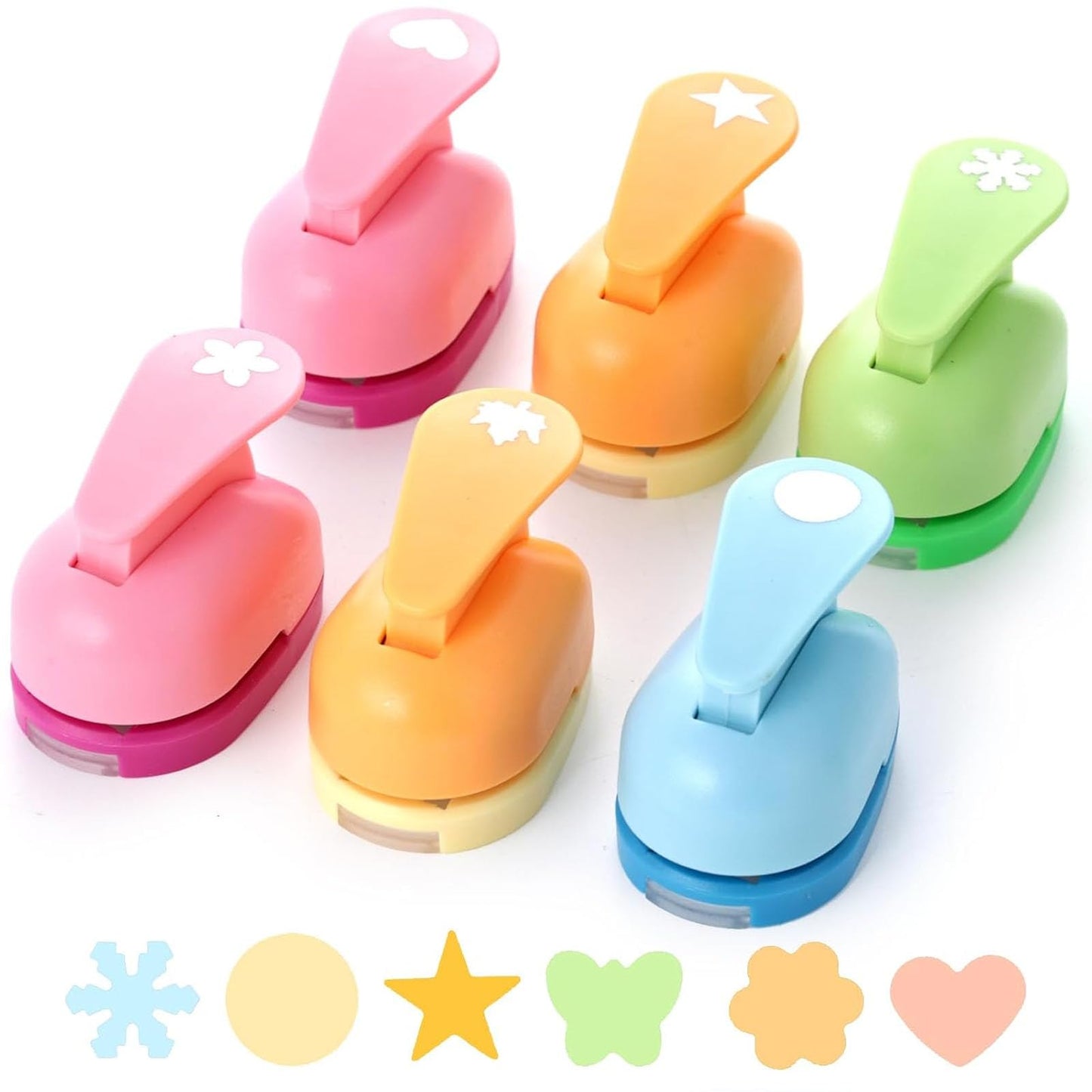 LOVEINUSA 6PCS Shape Paper Craft Hole Punch Set, Tool Paper Hole Punch Shapes Creative Handmaking for DIY Scrapbooking, Greeting Cards, Festival Decoration, Albums Photos