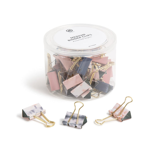 U Brands Fashion Binder Clips, Soft Dye with Gold Prongs, Office Organization Supplies, 32mm, 36 Count