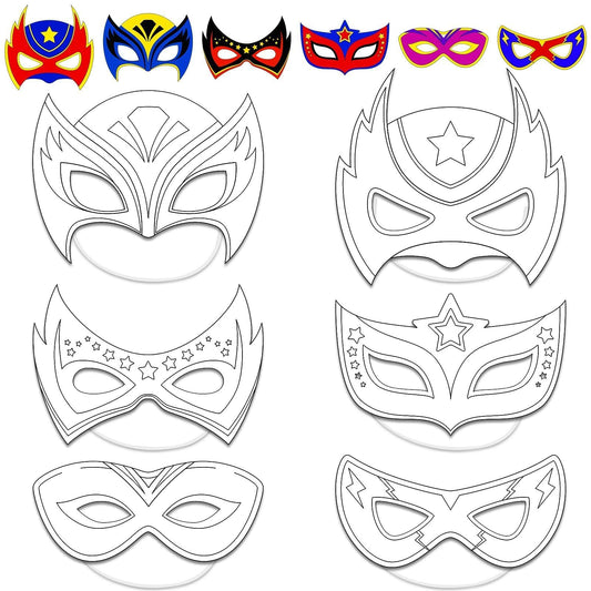 chiazllta 24 Pcs Color Your Own Hero Mask Crafts Hero Party Favors for Kids DIY Super Paper Mask Making Kits Father's Day Decorations Class Home Activity Coloring Game