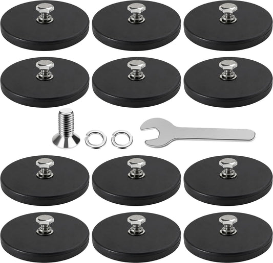 DIYMAG 1/4 inch Rubber Coated Anti-Scratch Mounting Magnet for Camera, Adhesive Power 120LBS 12Pcks Magnets Based with Strong Magnetic License Plate Hold for Light Bar, Mirror, Camera，PTZ