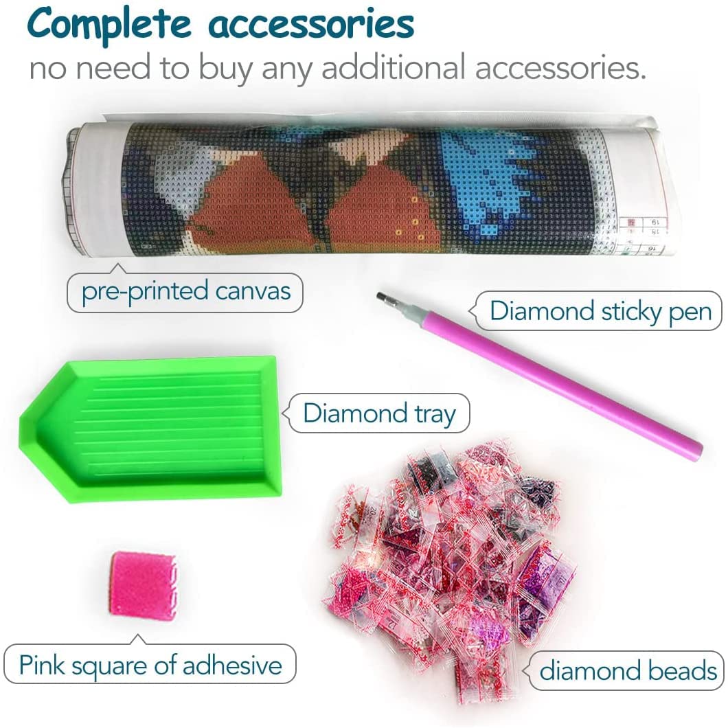 WHYCJXWL 5D Diamond Art Kits for Adults and Kids, Full Drill Round Rhinestone Diamonds, Diamond Art (12X16 Inch)