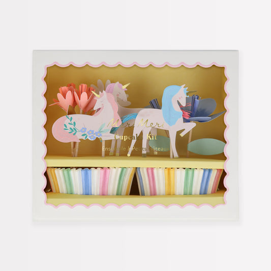 Meri Meri Meadow Unicorns Cupcake Kit (Pack of 24), Includes Cake Toppers and Cupcake Cases, Birthday Parties & Baby Showers, Kids & Adults