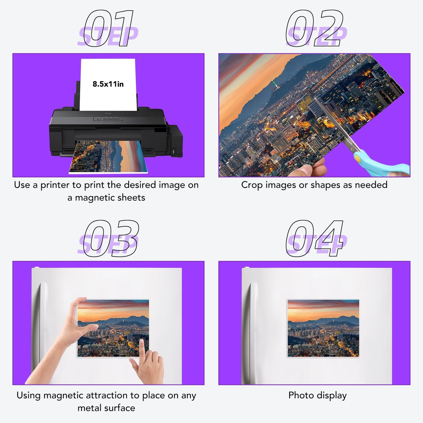 DIYMAG Printable Magnetic Sheets, 32Pcs 8.5 x 11 Inch Flexible Magnet Sheets Matte Non Adhesive Magnetic Paper for Inkjet Printer Photo DIY Crafts