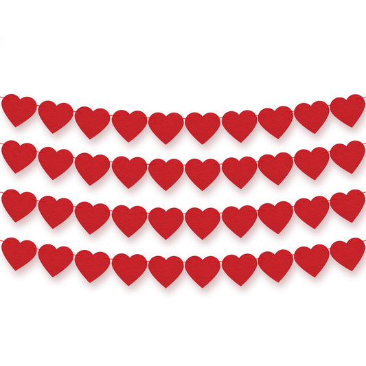 KatchOn, Pack of 40 Felt Red Heart Garland for Valentines Day Decorations, No DIY | Valentines Garland for Proposal Decorations | Valentines Decor, Wedding Decorations | Romantic Night Decorations