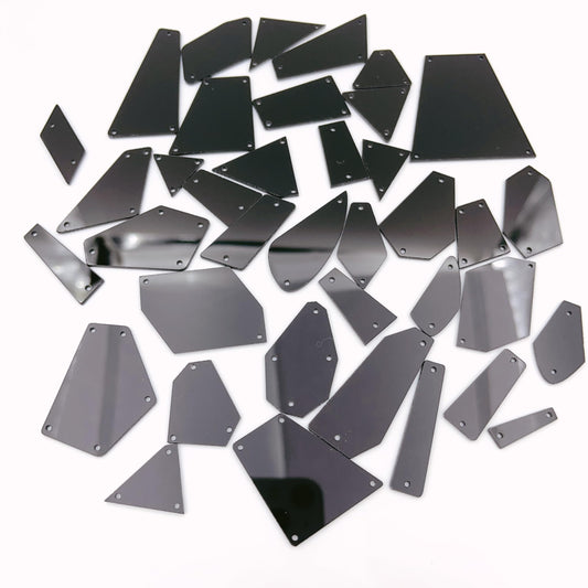 NUO RUI Black Sew on Rhinestones, Crystal Sewing Mirrored Beads for DIY Mirror Suits Dress Costume Accessories (100)