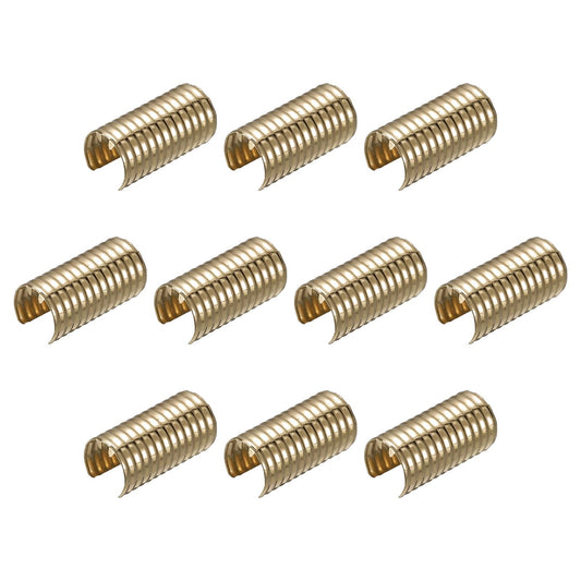 uxcell Leather Rope Clip, 100Pcs Cylindrical Crimping Cord Crimps Foldable String Leather Cord Fastener for DIY Lanyard, Tassel, Jewelry Making, Golden