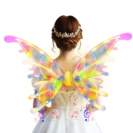 Kvynzz DIY Electric Sparkling Butterfly Wings,Light Up Fairy Wings DIY Toy,Elf Wings Angel Fairy Costumes Cosplay Dress Up Wings Music Lights for Kids Pets (RGB)