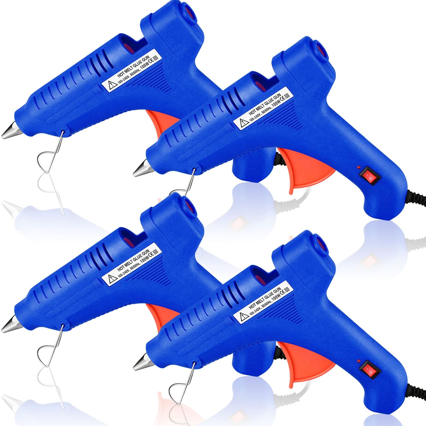 4 Pieces 100w Full Size Hot Glue Gun Heavy Duty Hot Glue Gun Kit for DIY Crafts Projects Home Repair(Blue)