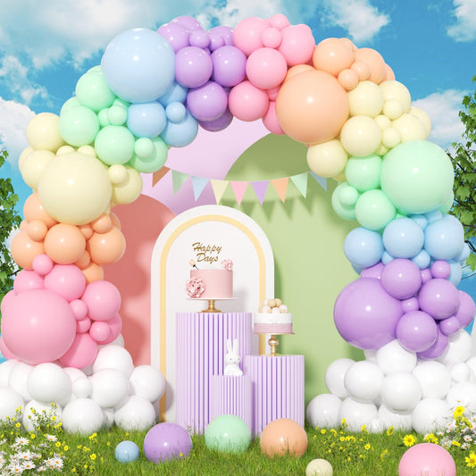 EICUECUE 426Pcs Pastel Balloon Arch Kit - 7 Macaron Assorted Colors Balloon Garland Kit for Birthday Party Kids Girls Baby Shower Wedding Anniversary Pride Easter Rainbow Supplies Party Decorations