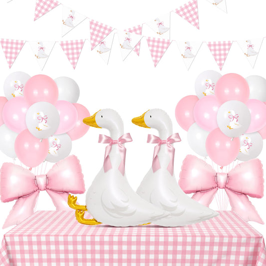 Kriyokiaa One Silly Goose Birthday Decor Girl 39PCS Silly Goose Baby Shower Decorations with Goose Bow Foil Balloons and Geese Banner for Girl Pink Baby Shower 1st Birthday Party Decorations