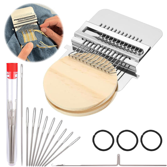 KPOAPERA Mini Darning Loom, Knit Patch Loom Kit, Type Mini Mending Tool, Convenient Darning Loom for Mending Jeans Socks Clothes, DIY Makes Beautiful Stitching - 1PCS (12 Hooks)
