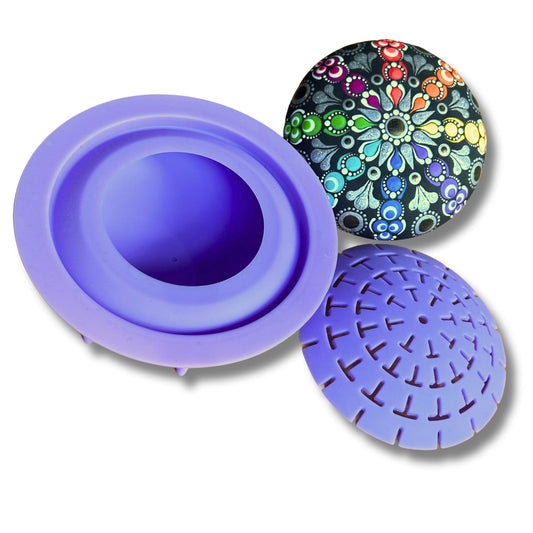 Mold for Making Stones with Dome Template - Design #2 - Happy Dotting Company - Round Smooth Pebble Like for dot Art Rocks, Mandala Art DIY Crafts Painting Drawing - Gypsum, Cement Rock Casting