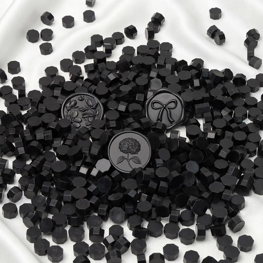 UNIQOOO 540 Pcs Black Sealing Wax Beads Nuggets for Wax Seal Stamp, Great for Embellishment of Card Envelope, Wedding Invitation, Wine Package, Gift Wrapping