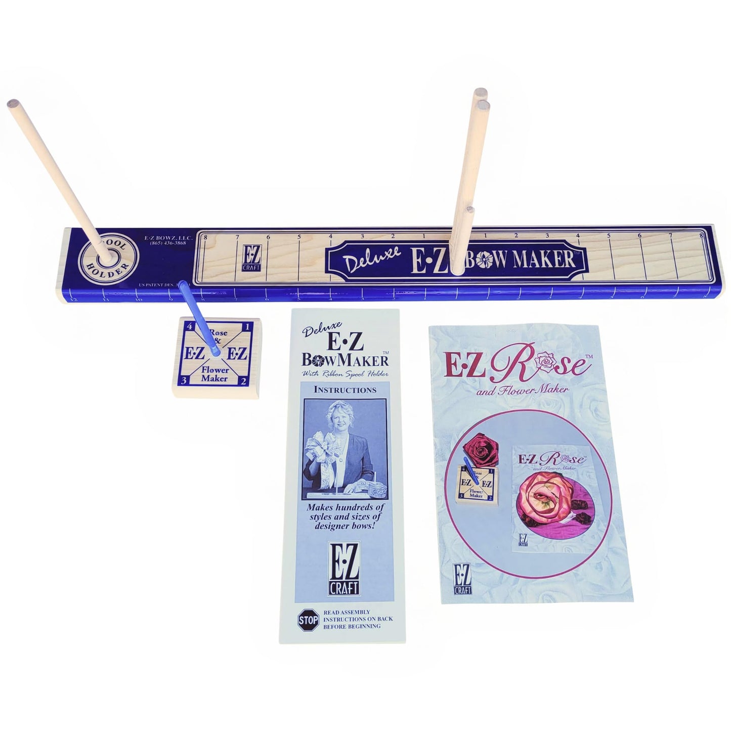 EZ Bow Maker with Rose and Flower Maker Attachment - Easy Bow and Flower Maker Tool Kit for Ribbon, Crafts, Wreaths, Gift Bows, Hair Bows, Flowers, Roses, Christmas Decor Bowmaking, Weddings
