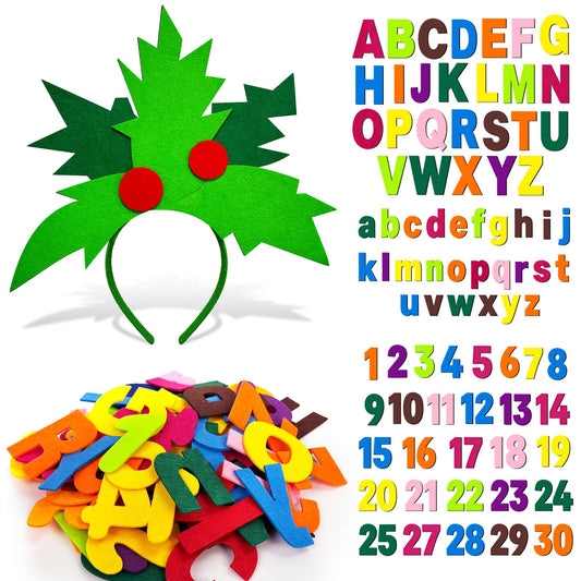Dnicukii Palm Tree Costume Set Includes Palm Tree Headband and 52 Adhesive Felt Letters and Adhesive 30 numbers, Book Character Set Costume for World Book Day Halloween Cosplay 100th day of school