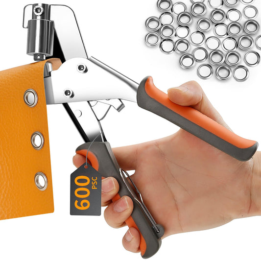 KYACHITOS Grommet Tool Kit, Handheld Grommet Pliers with 600PCS 3/8 Inch Grommets, Heavy Duty Grommet Kit, Eyelet Pliers Kit for DIY Banner Tarp Leather Repair and Installation