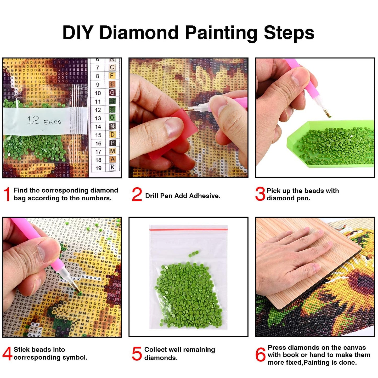 KTHOFCY 5D DIY Diamond Painting Kits for Adults, Four Beautiful Flowers Full Drill Embroidery Cross Stitch Crystal Rhinestone Paintings Pictures Arts Wall Decor Painting Dots Kits 15.7X27.5inch