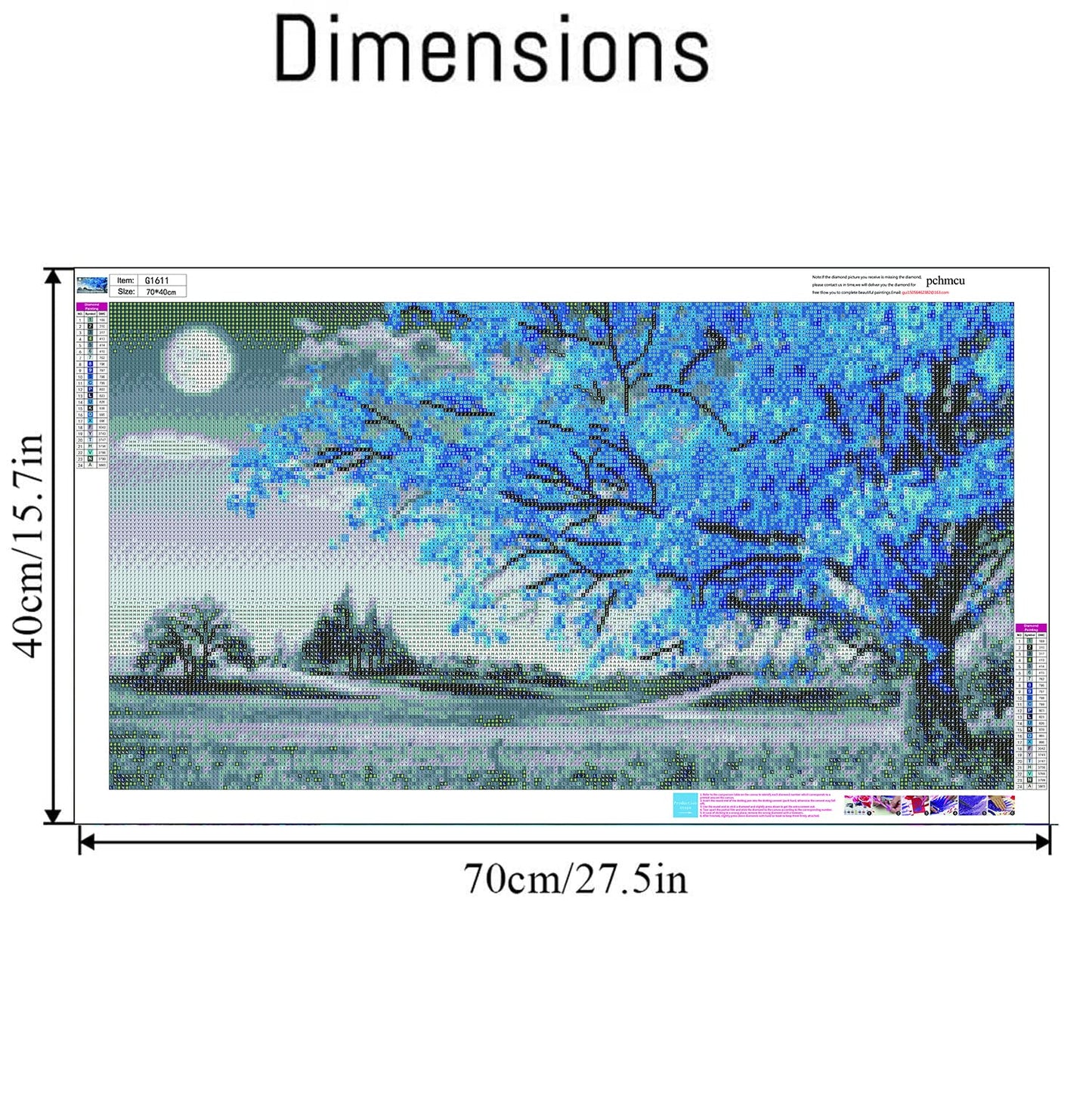 pchmcu 5D Diamond Art Painting Moon,Large Diamond Painting Kits for Adults,DIY Full Drill Crystal Rhinestone Arts and Crafts,Gem Art Painting with Diamond Home Wall Decor Tree (27.5 X 15.7inch)