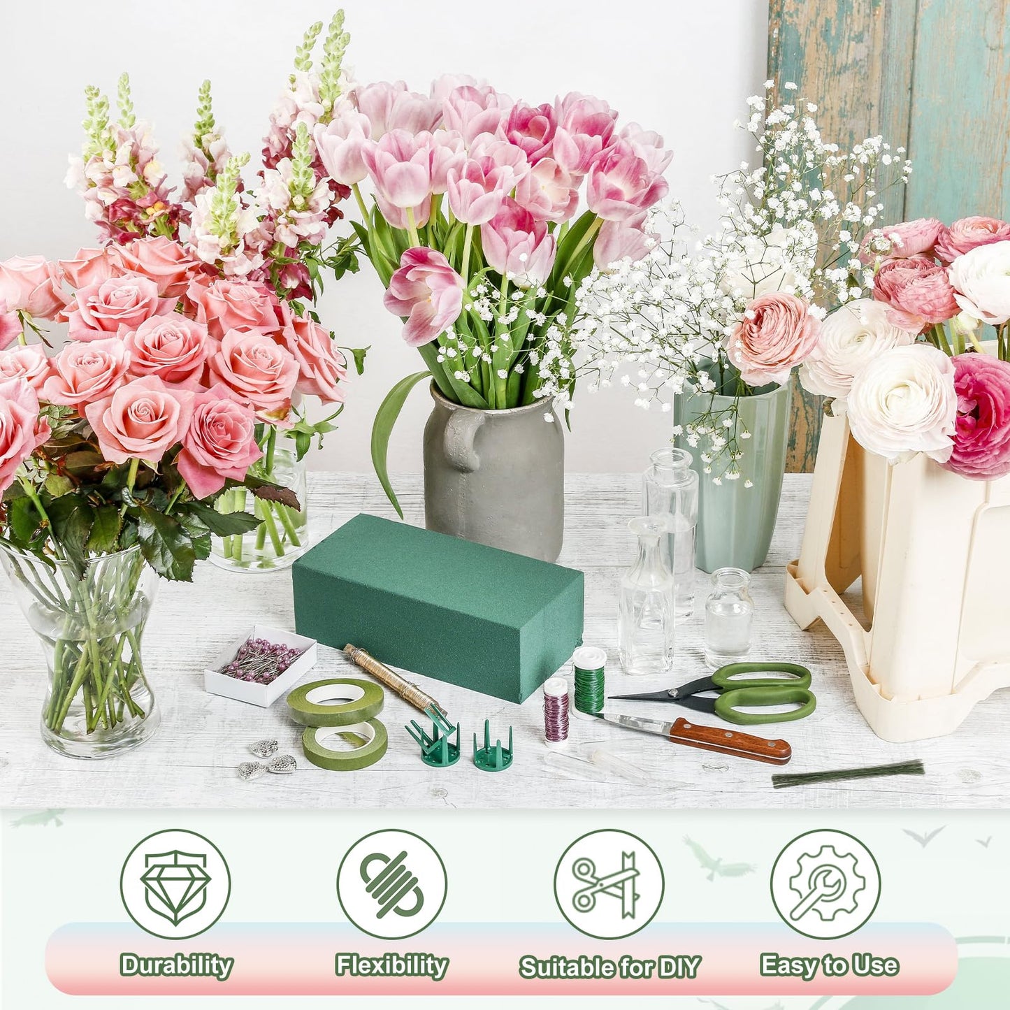 PATIKIL 20 Gauge 14" Floral Stem Wire, 100 Pcs Paper Wrapped Iron Artificial Flower Stem Accessories for DIY Bouquet Stem and Craft Decoration, White