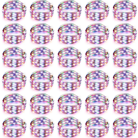 Tuanse 49 Pack LED Fairy Lights Colored Battery Operated String 3 Speed Modes 7 ft 20 LED Starry Wedding Decoration Waterproof Wire Twinkle Light for DIY Jar Bedroom Party Supplies (Rainbow Color)