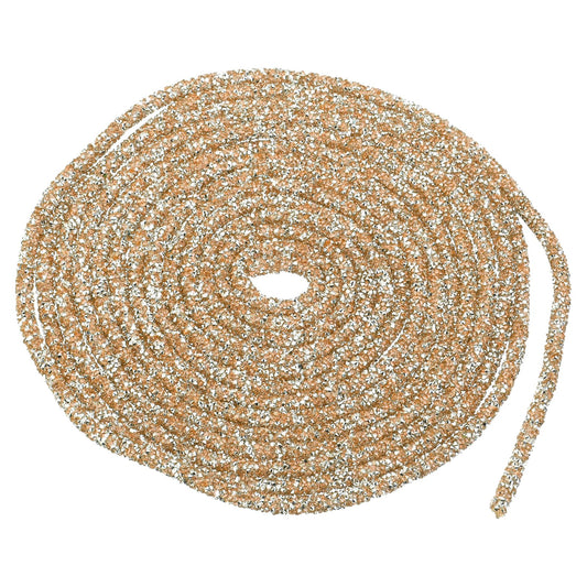MECCANIXITY 5 Yard 7mm 0.28 inch Glitter Sequins Rope Sequins Rhinestone Tube Cord for DIY Wedding Dresses Costume Clothing Shoes Jewelry Accessory Champagne