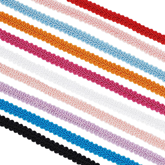 GORGECRAFT 20 Yards 10 Colors 12mm Gimp Braid Trim Polyester Woven Gimp Embroidery Fringe Fabric Cord Ribbon Lace Edge Trim for DIY Sewing Crafts Costume Jewellery Making Embellishments Accessories